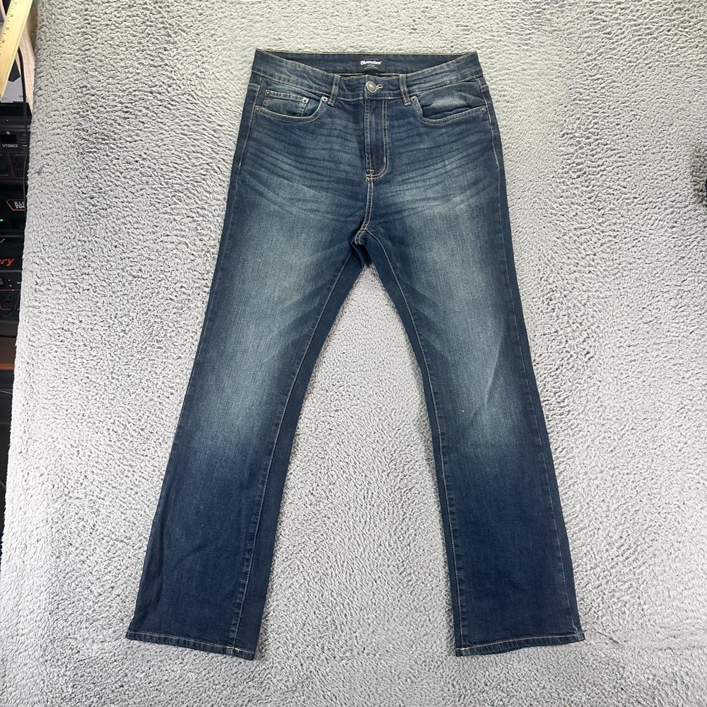 Bluenotes Jeans Mens 32x32 Blue Cotton Denim Straight Workwear Whiskered Stretch